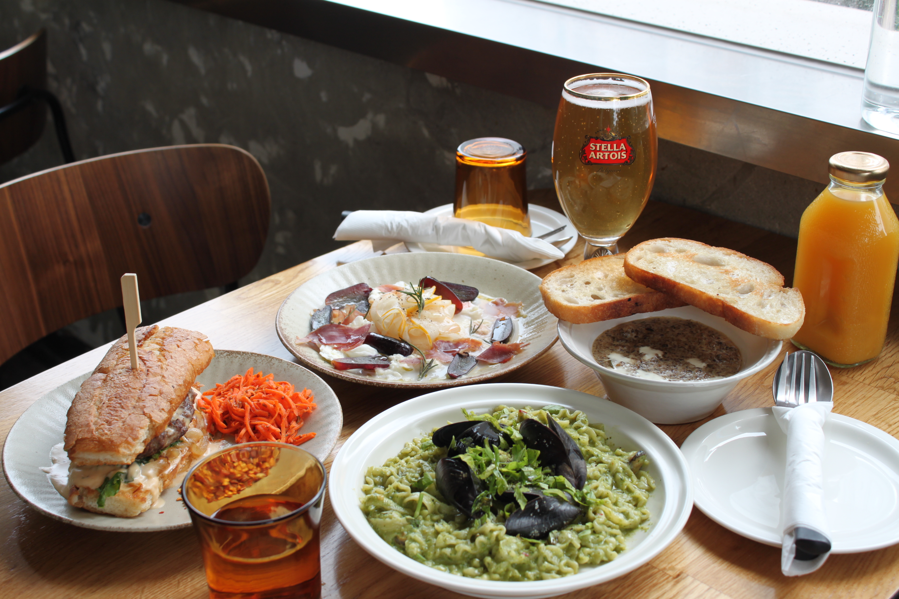 Baby Pumpkin open kitchen brunch with seasonal plates