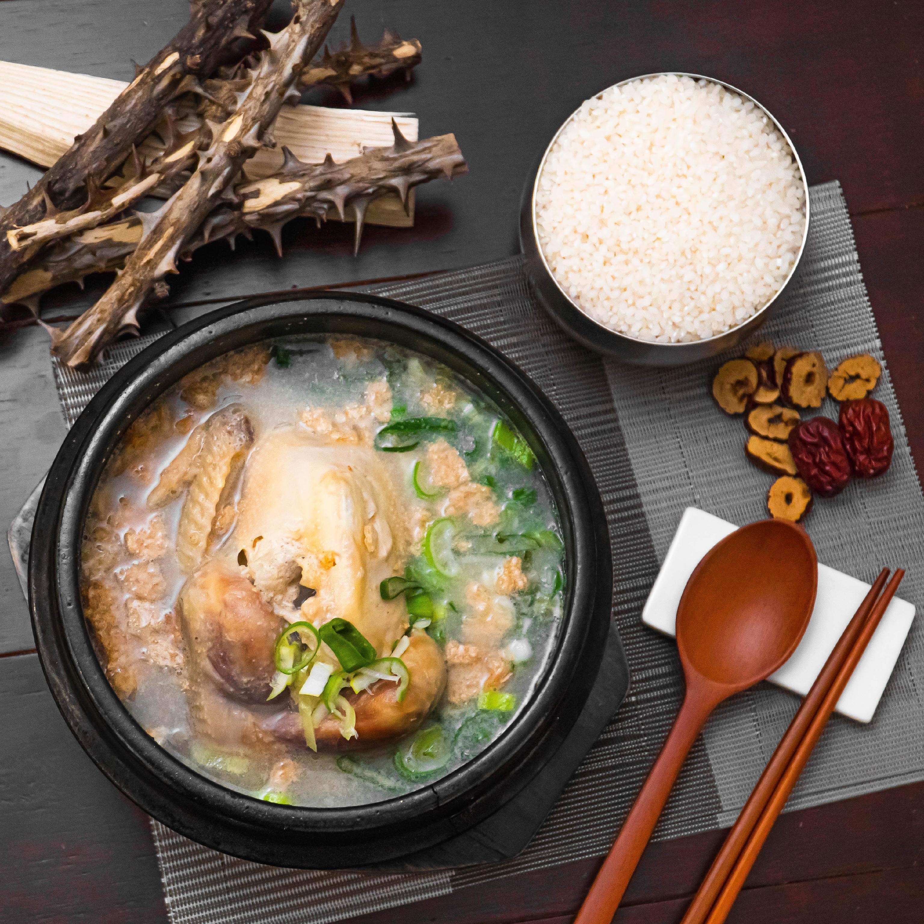Jin Jeonbok Samgyetang with whole chicken and abalone