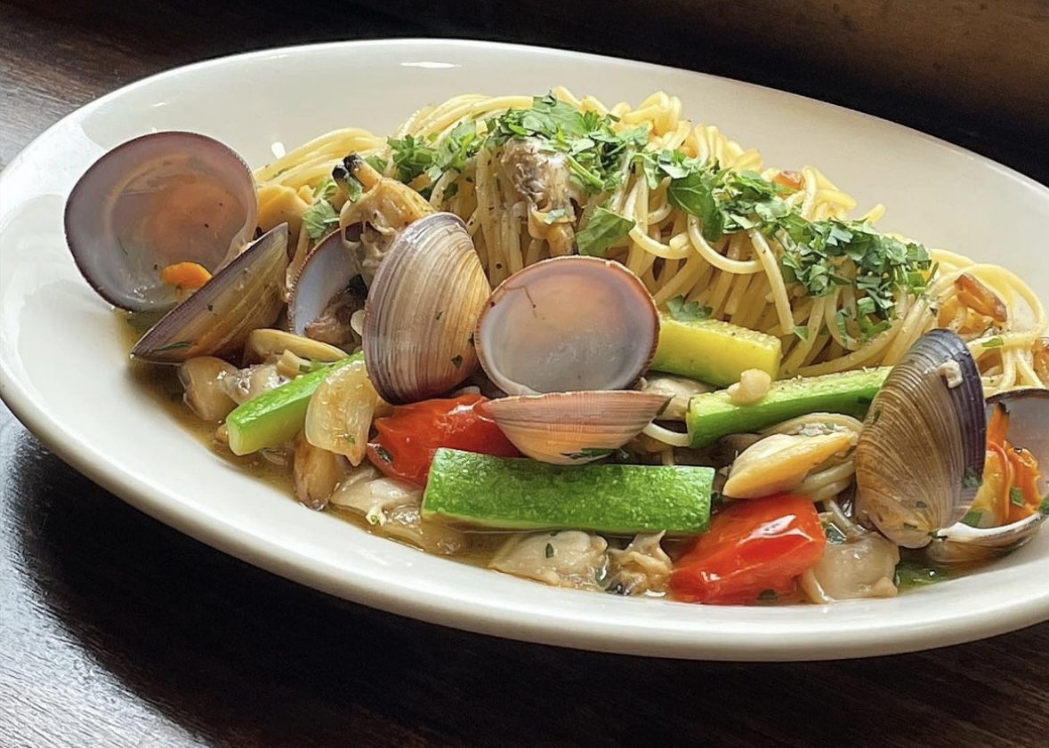 Stereotype of Busan pasta twirled in a cozy room