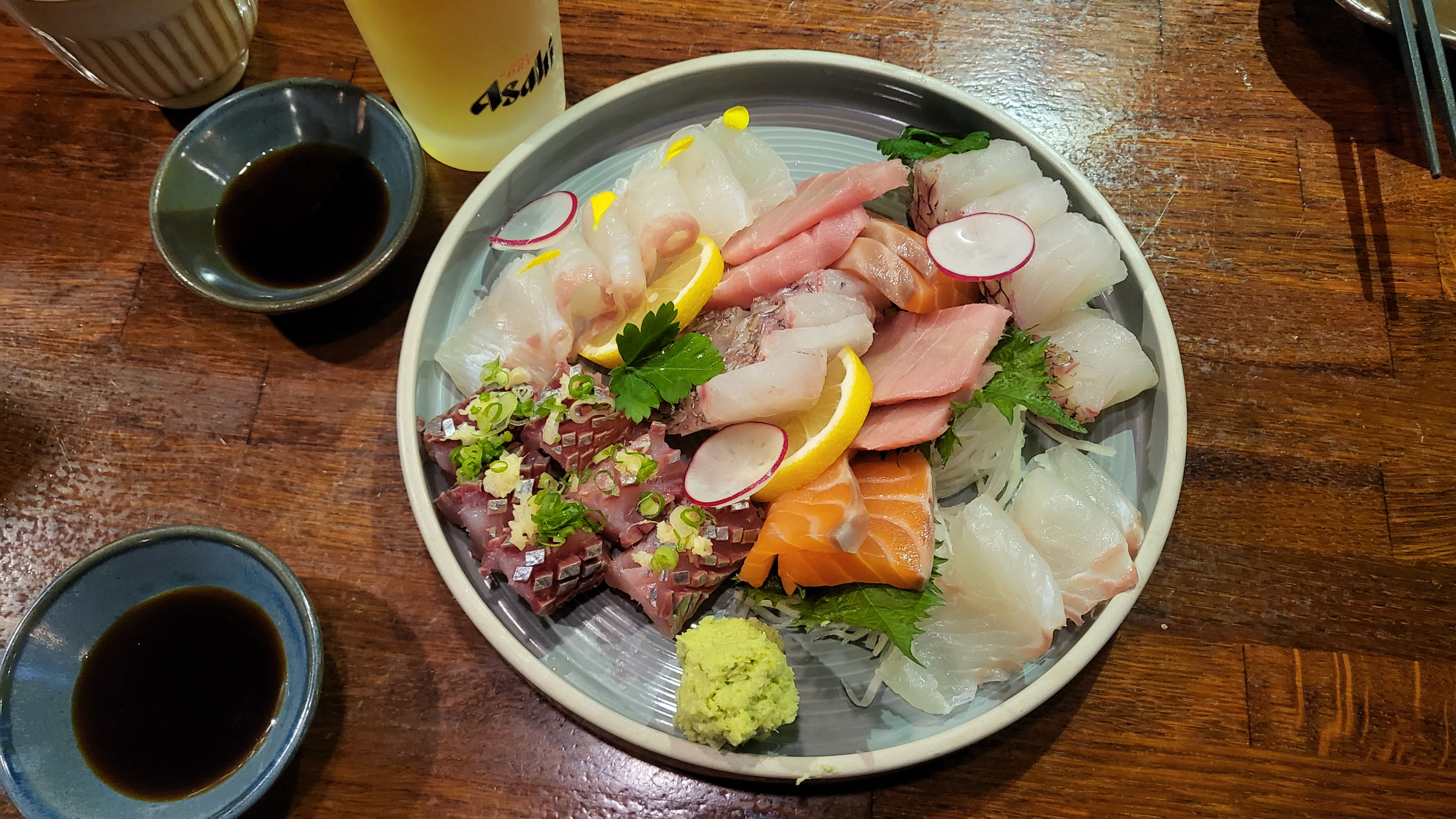 Musha Seorae Village izakaya plates and sake