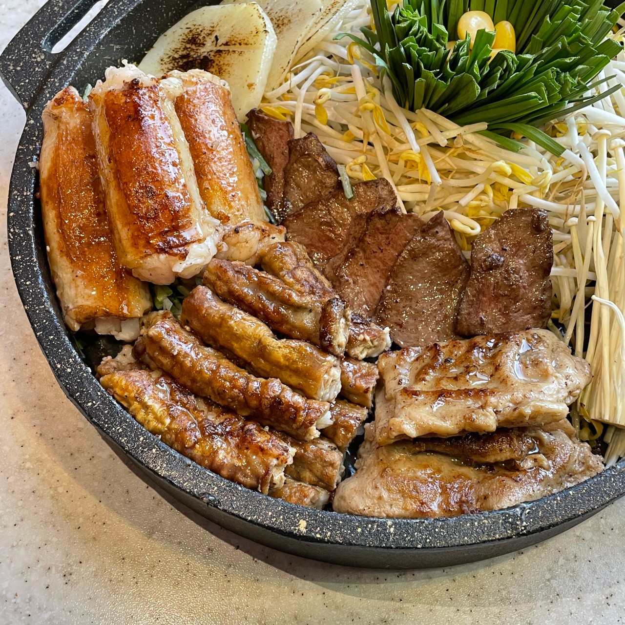 Hanwoo gopchang grilled and fried rice at Gopchang Kim Bros