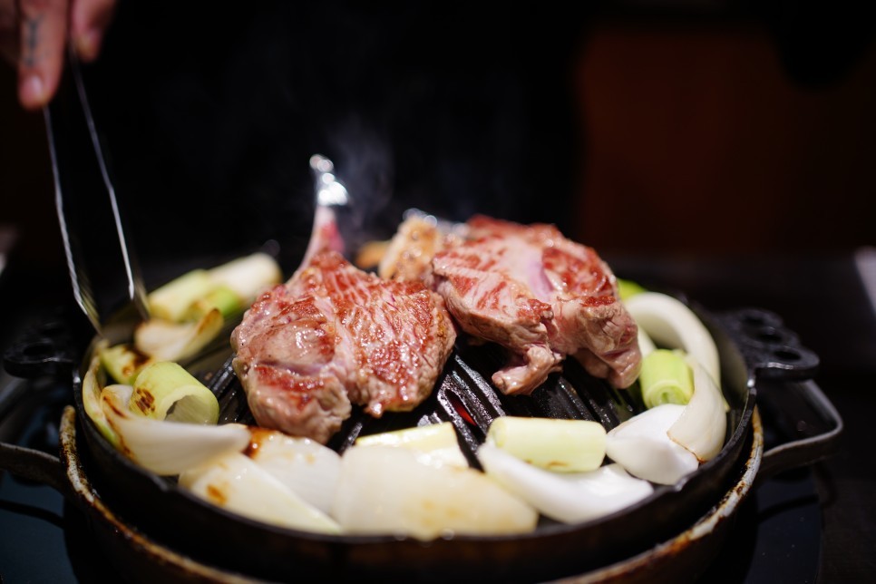 Yangsim Insadong original lamb ribs grilling over fire