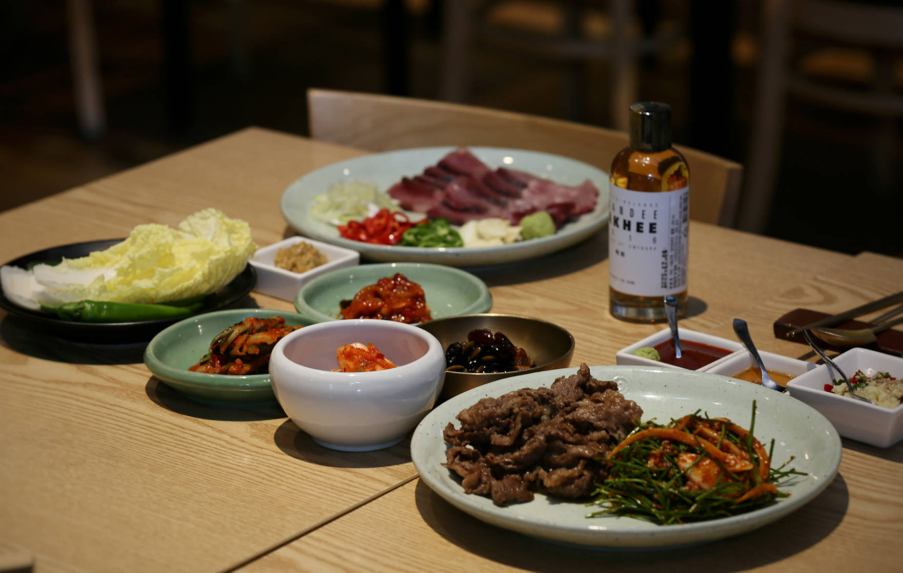 락희옥 서초 보쌈拼盤及招牌高球酒