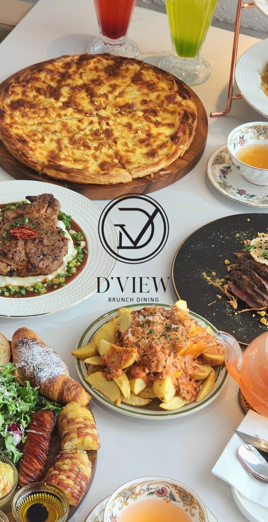 機場附近的디뷰露臺早午餐、牛排及沙拉