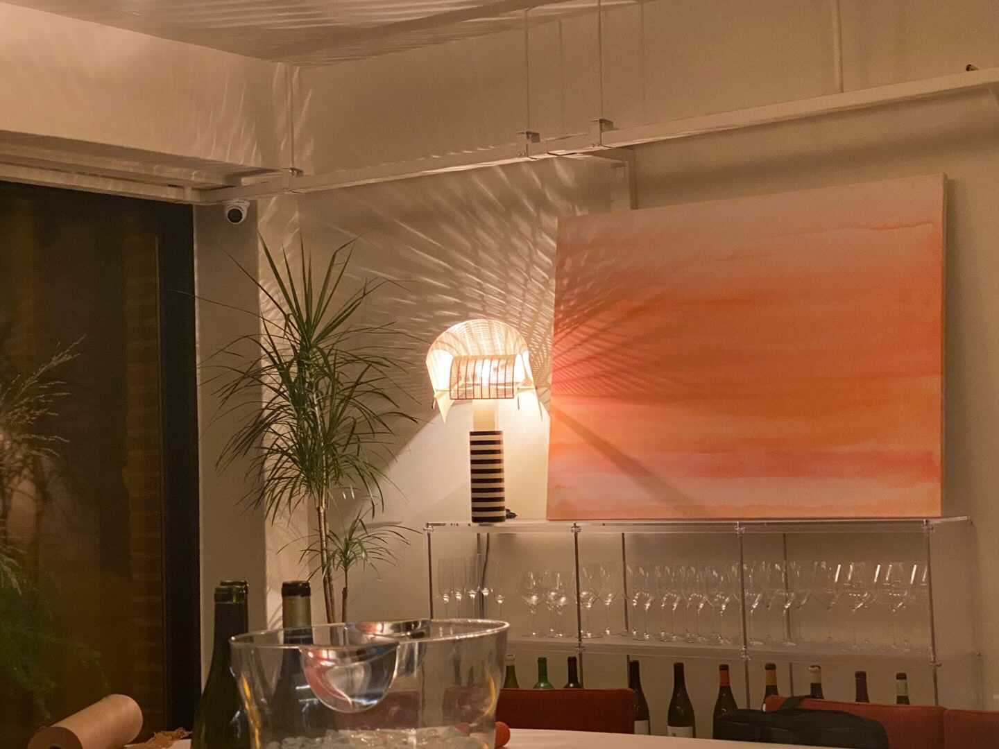 Doucement French wine bar mood lighting and plates
