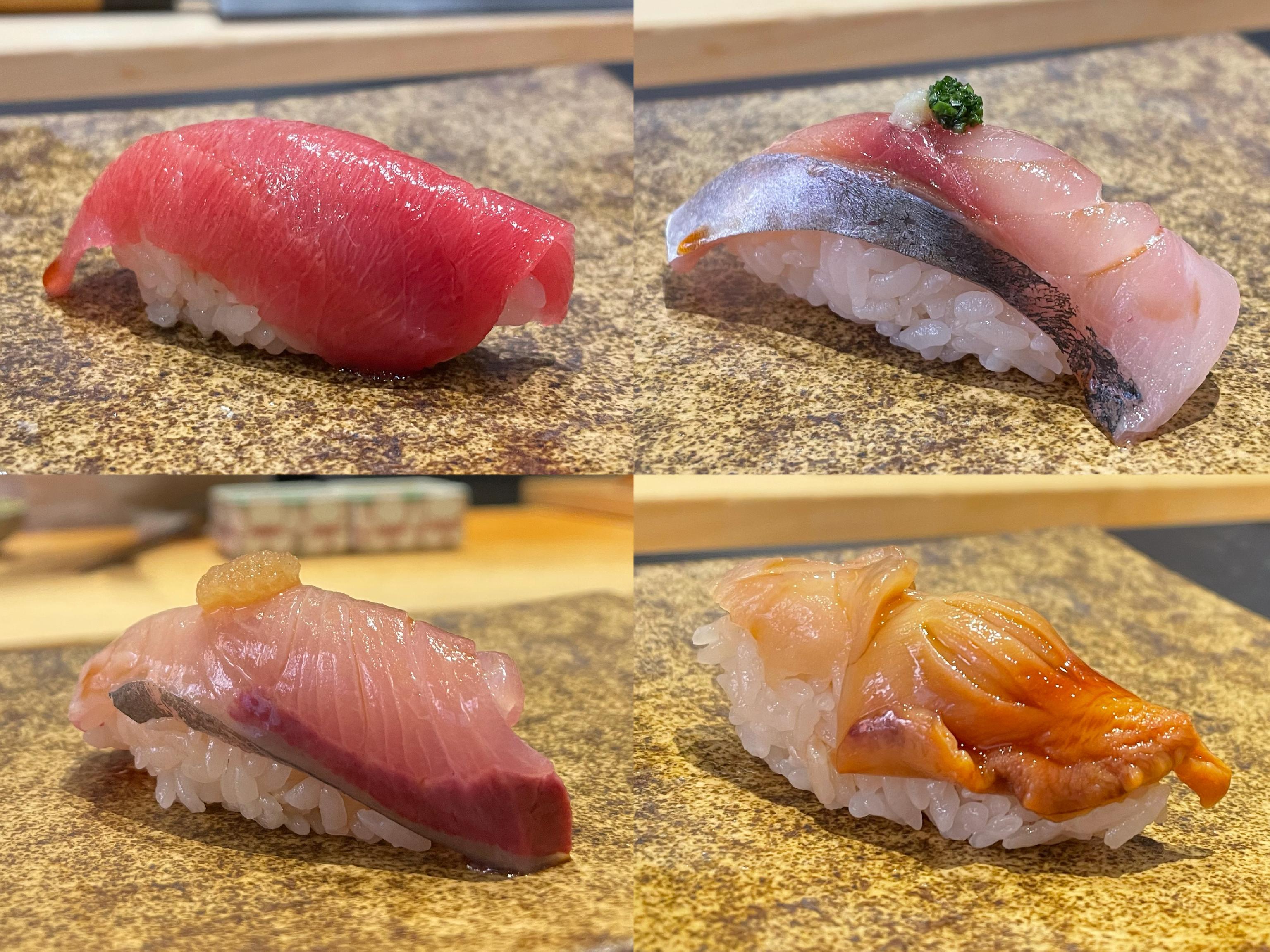 Sushi Miyavi omakase counter with classic plating