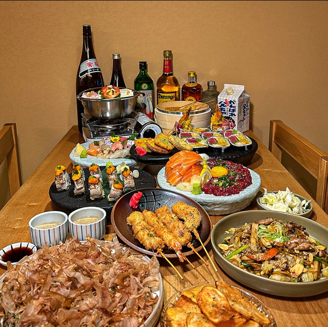 12.24 izakaya spread with shared plates and highballs