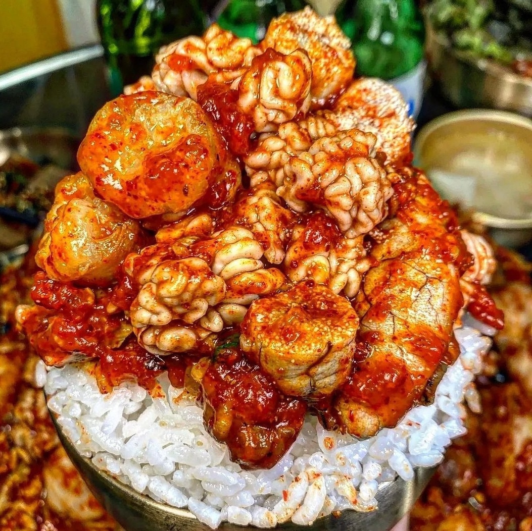 Gaenari Monkfish Main Branch with steaming daechang monkfish stew