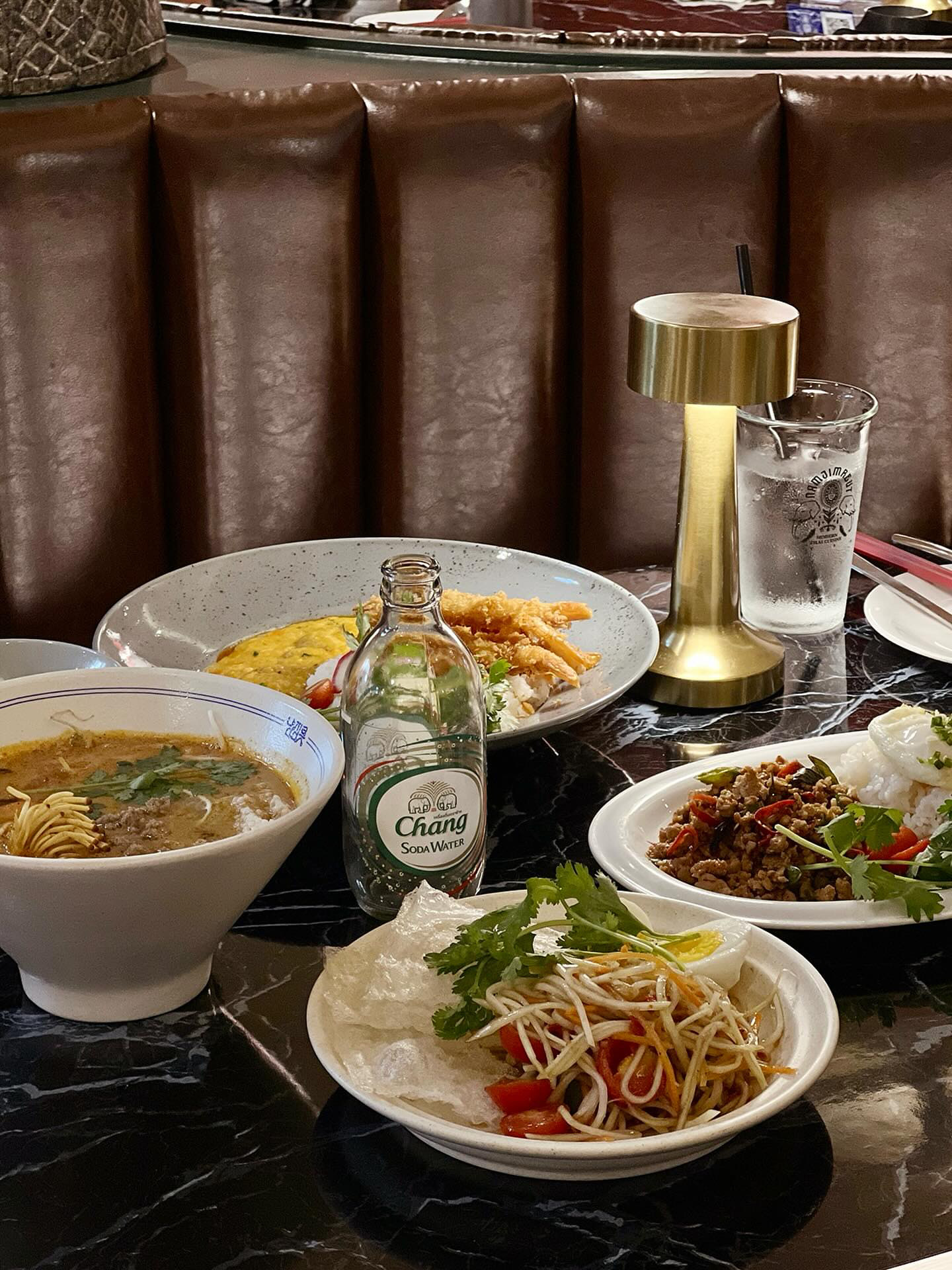 Vibrant Thai plates highlighting nam jim sauces at Namjimreut Seongsu