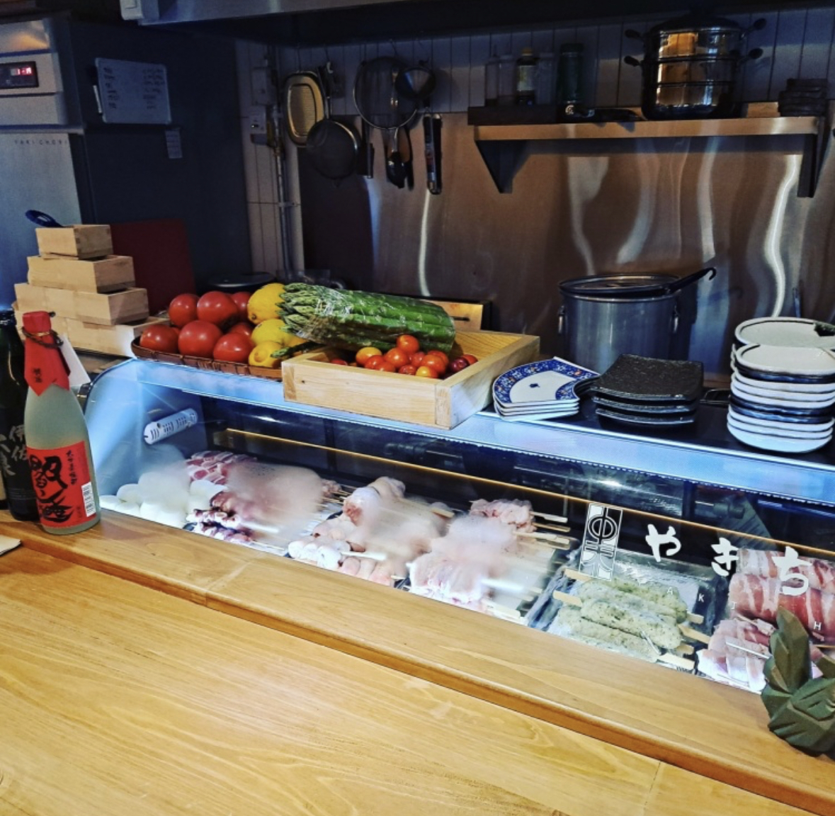 Yaki Chori skewers caramelized over binchotan