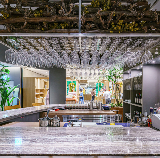 Wine Works COEX large communal table and wine selection