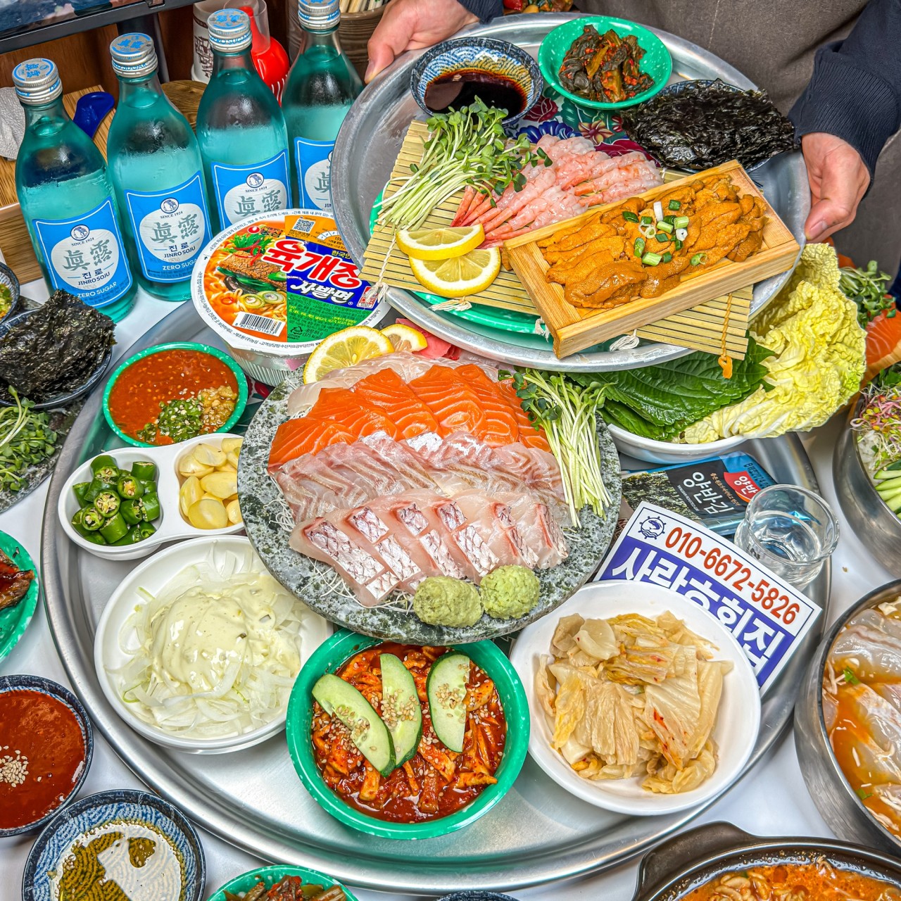 Sarangho aged sashimi platter in a late-night room