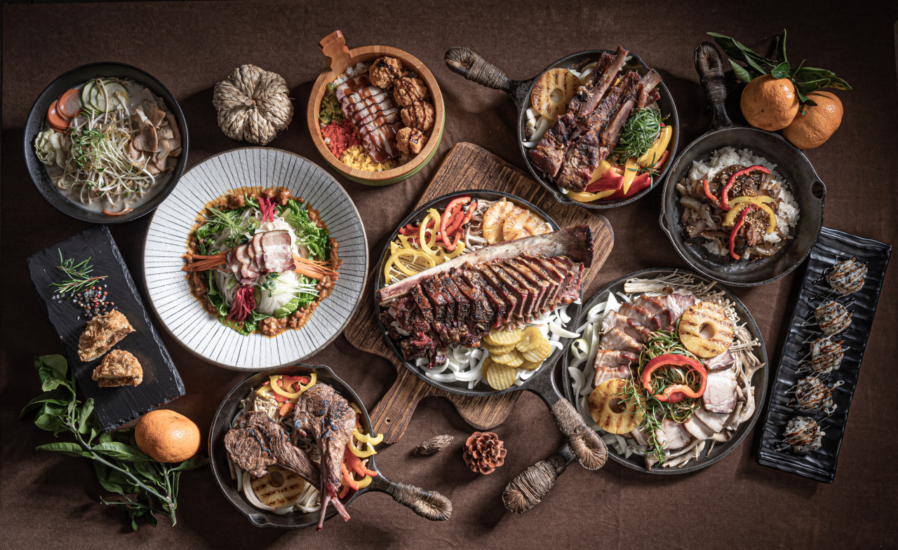 Mamre濟州機場分店的黑豬肉燒烤，以柑橘木燻烤