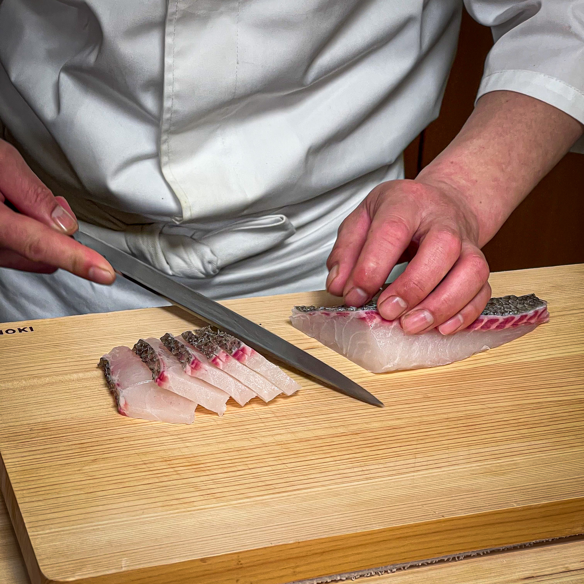 Sushi Amaru seasonal nigiri on lacquer tray