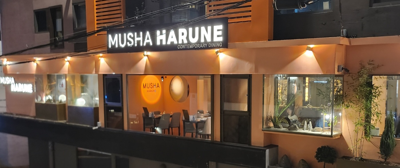 Musha Harune elegant izakaya interior near UN Village