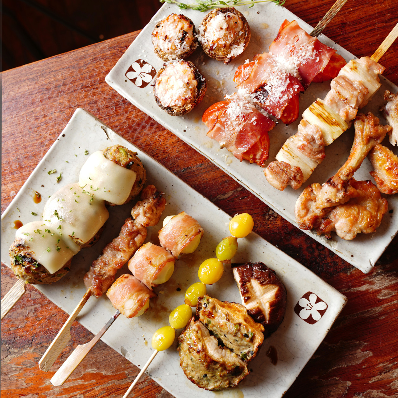 Hwaryu izakaya skewers on the grill with terrace seating