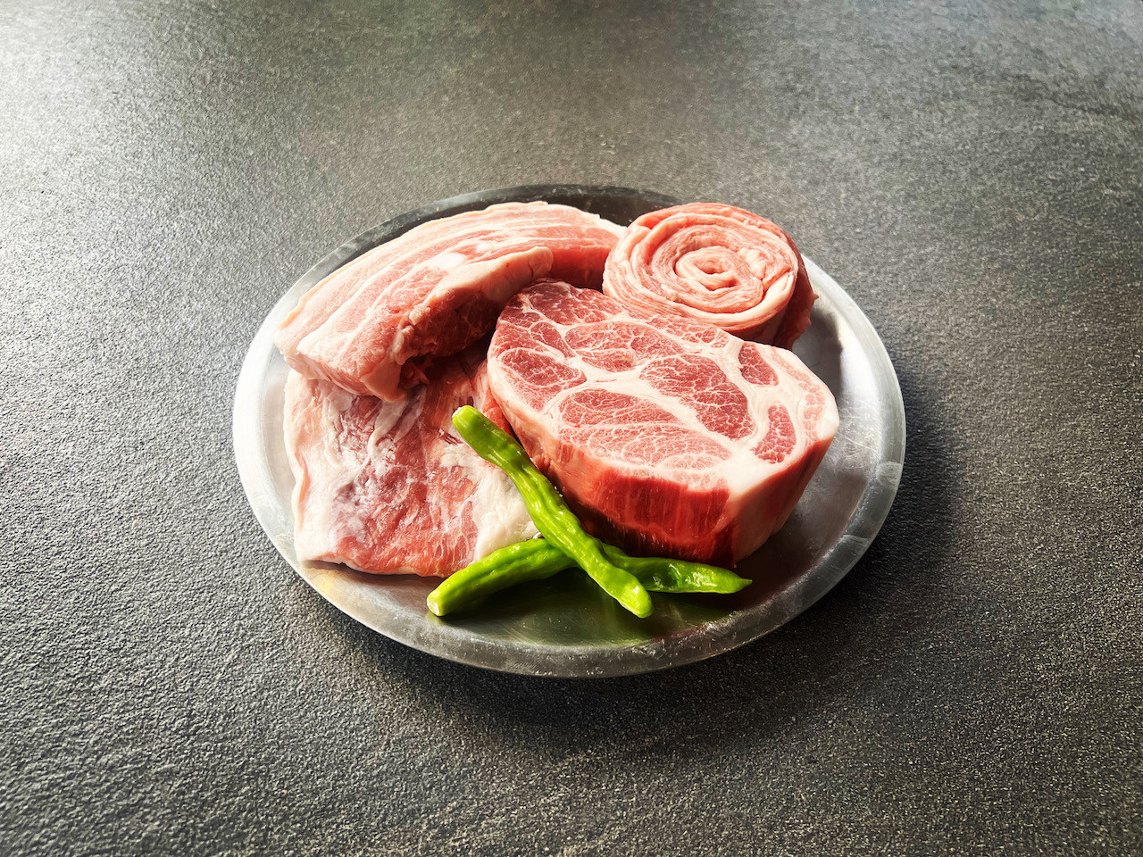 Mirae Hall staff grilling premium domestic pork