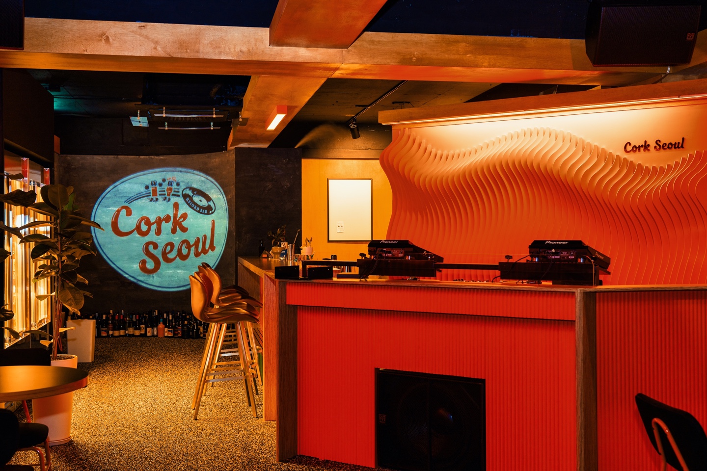 Cork Seoul Record Bar DJ booth and natural wine