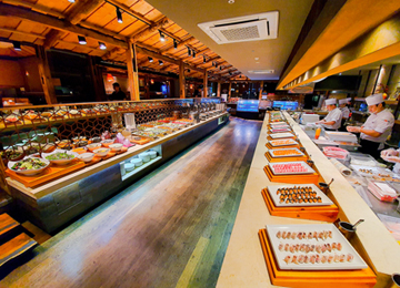 靠近水晶湖的Bareumi壽司自助餐廳，提供多樣壽司