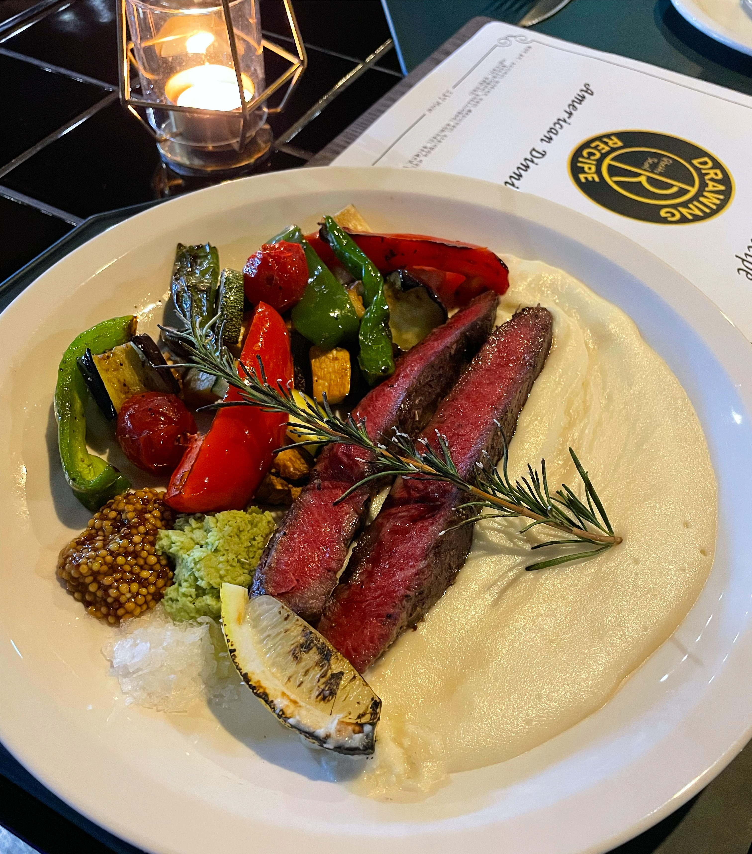 Drawing Recipe casual dining room with creative American inspired plates