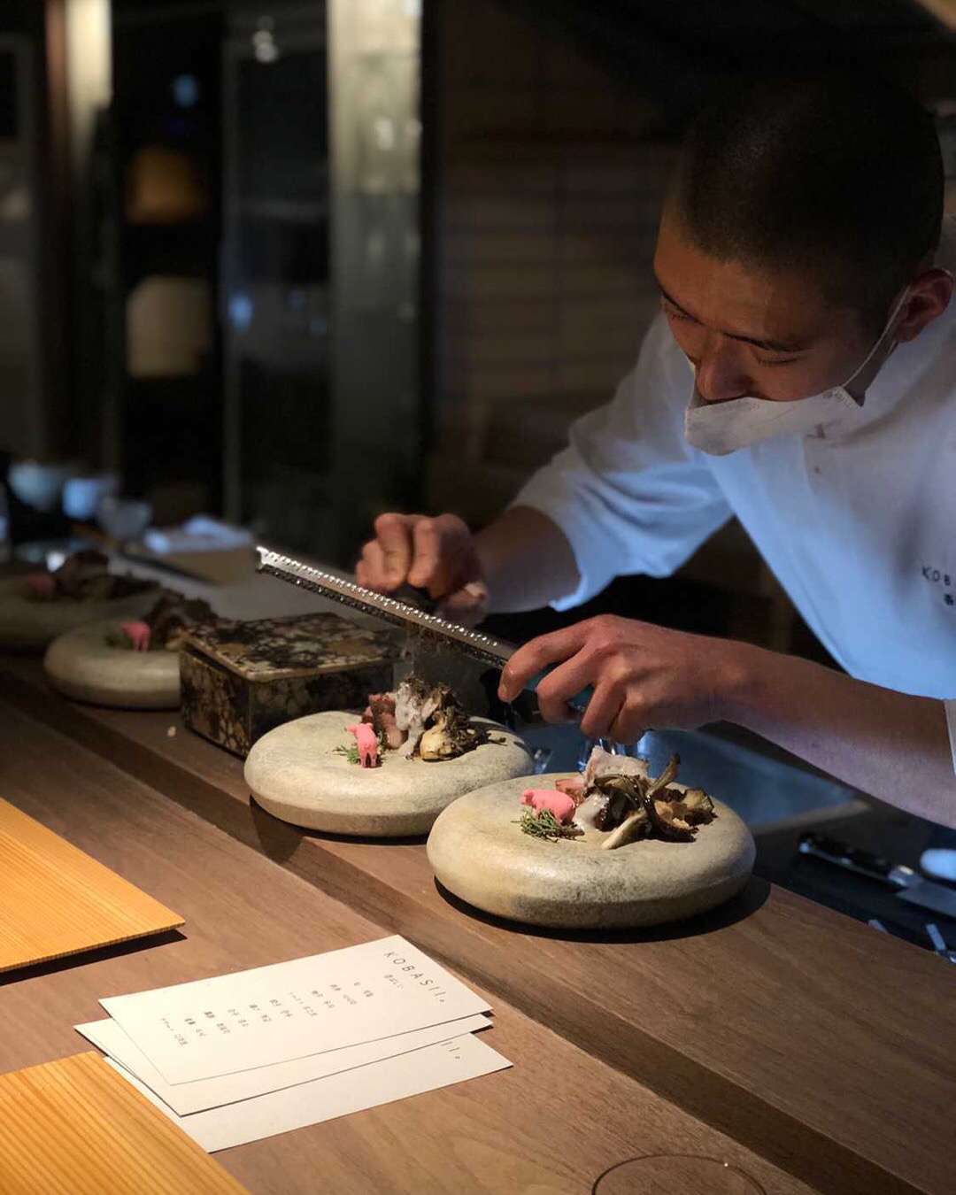 Kobashi modern Japanese charcoal omakase with glowing coals