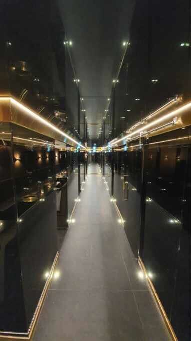 Puerco Samsung aged beef and Iberico course in a modern dining room