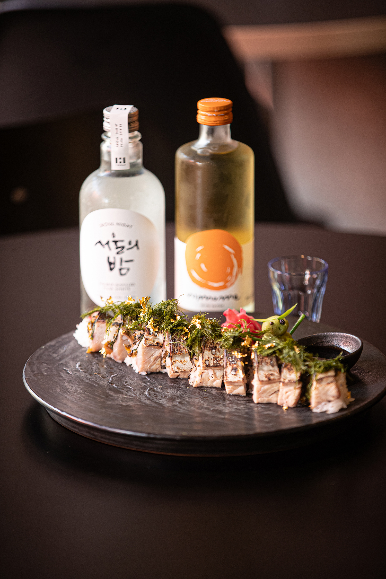 Sansu Mullae signature mackerel sushi and highball