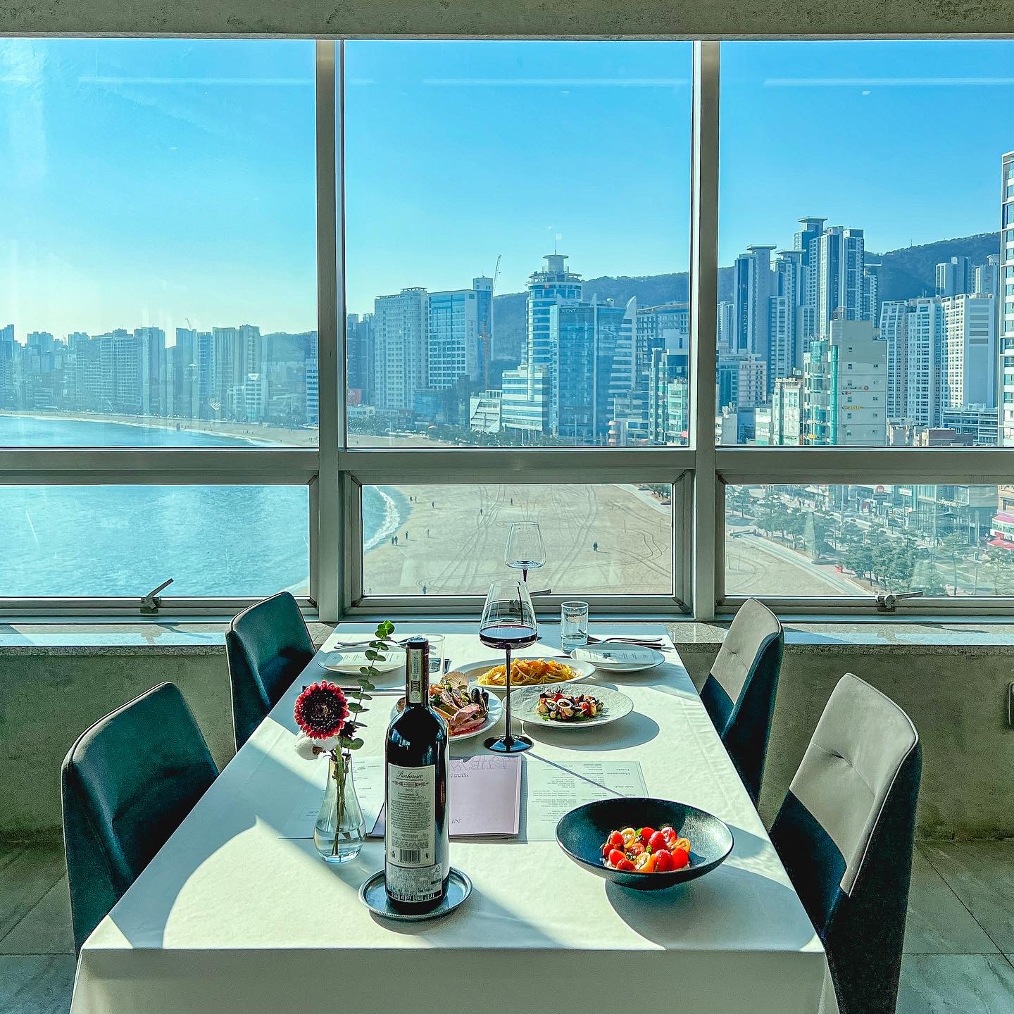 Newly steakhouse with Gwangan Bridge ocean view and wine