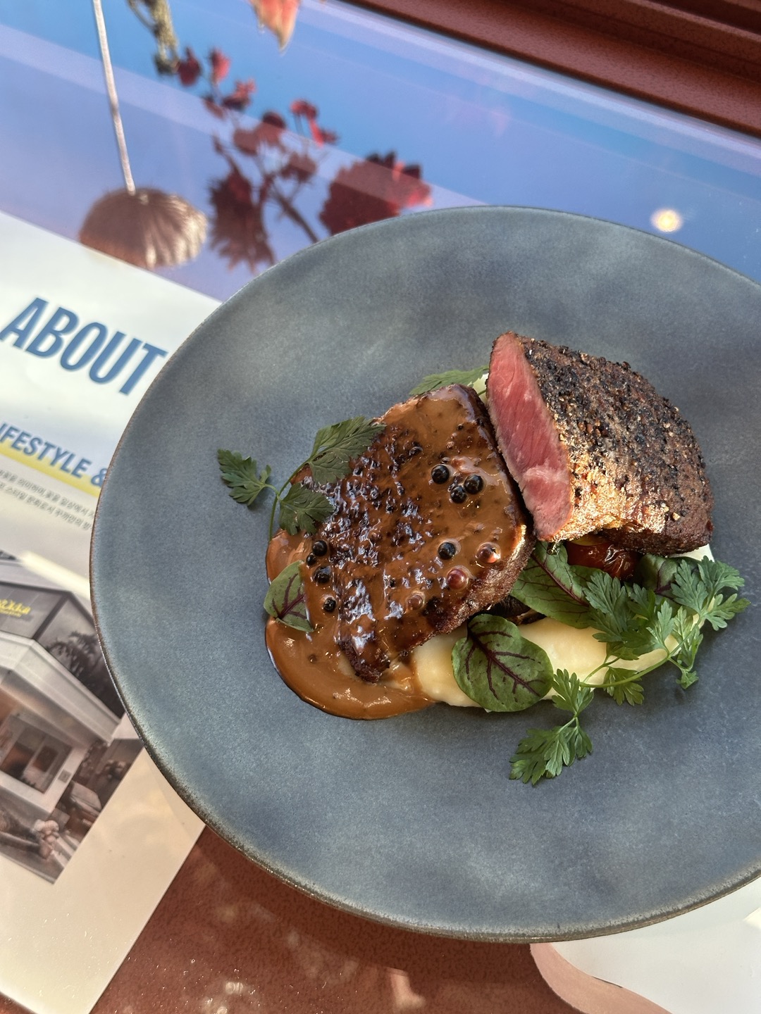 Terrace Kukka floral dining terrace with cocktails