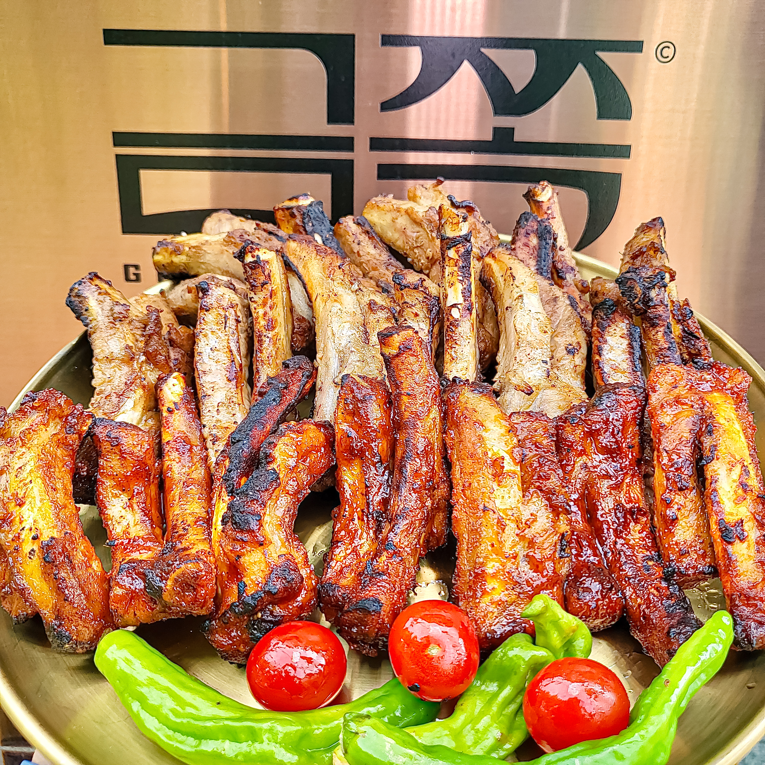 Geumjjok grilled pork ribs on charcoal