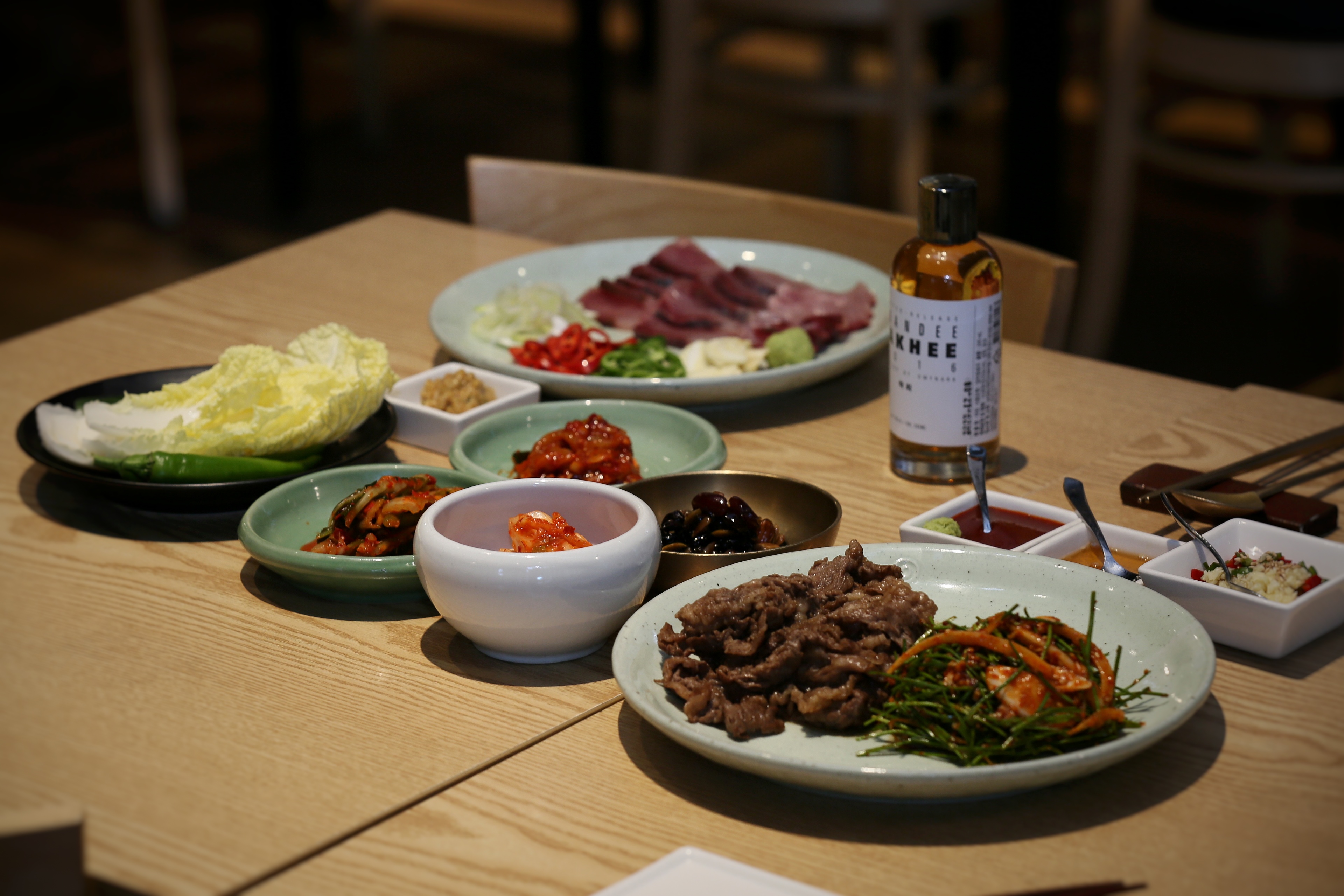 Lakheeoak Mapo Korean pub table with bossam and snacks