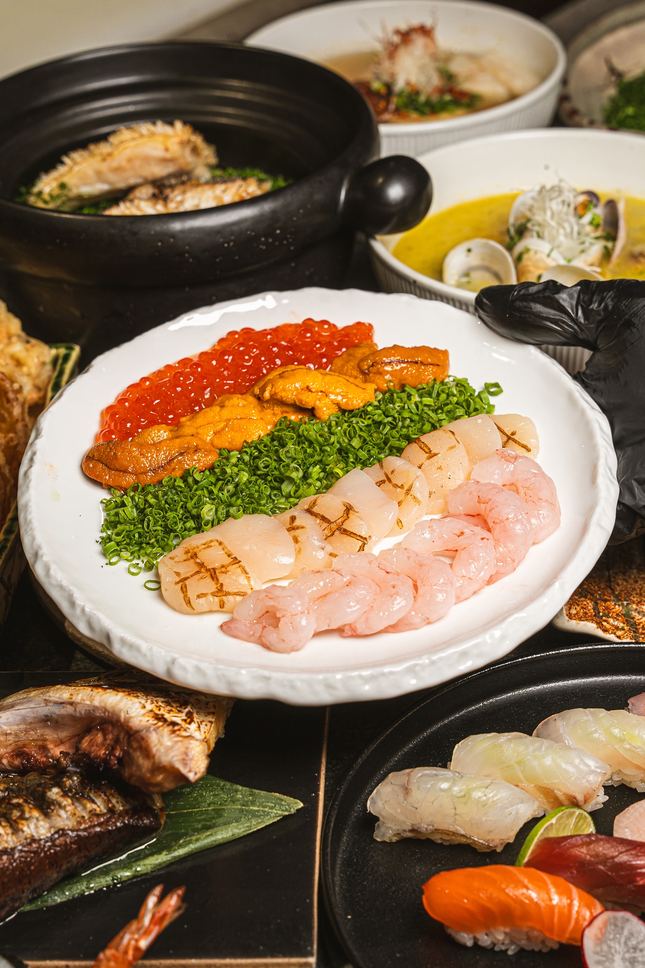 MUSAEK dry-aged fish sashimi and saba bozushi