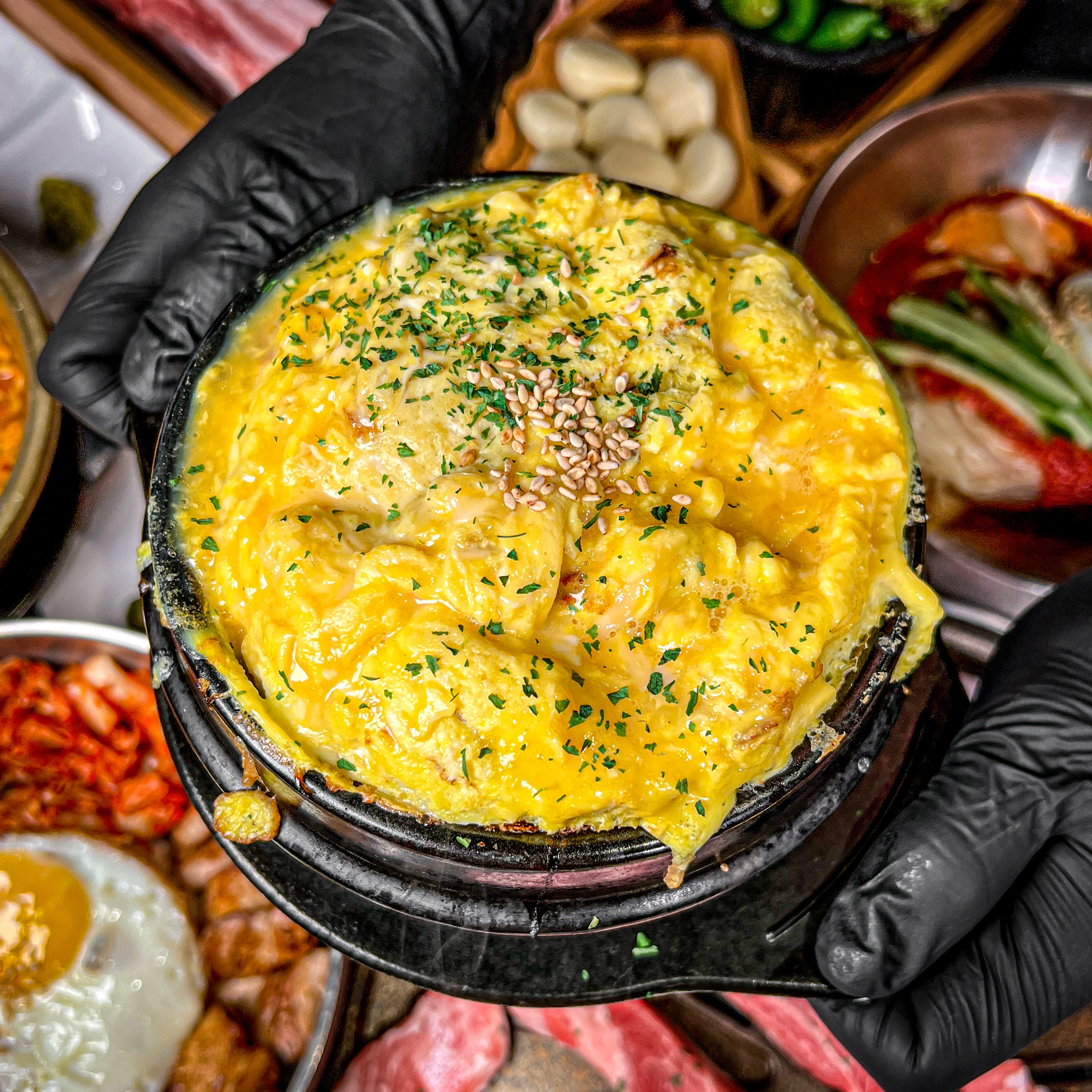 Hanpando Gangnam charcoal-grilled pork belly with abalone and sides