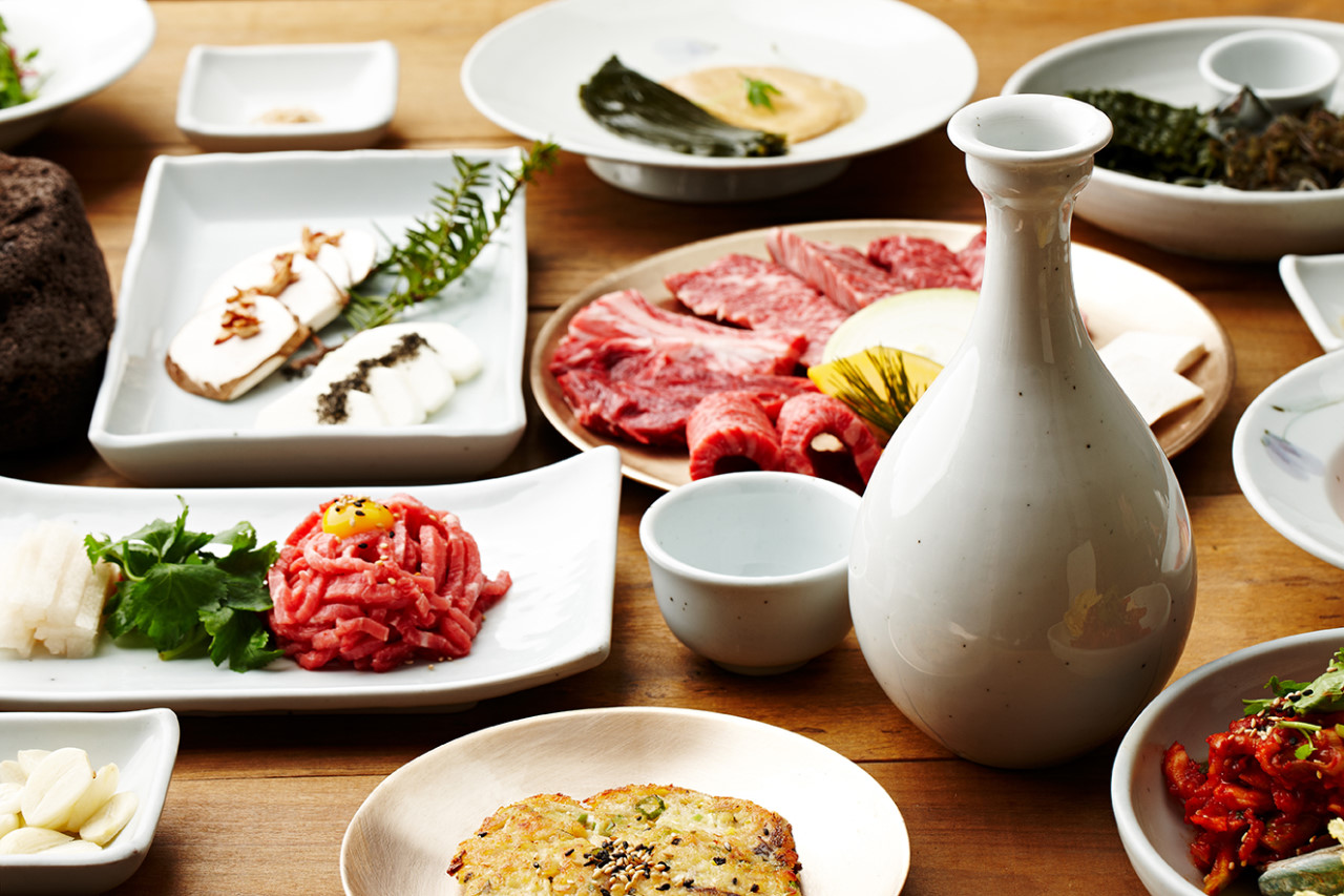 예이제갈비海云台包间与韩牛肉切片