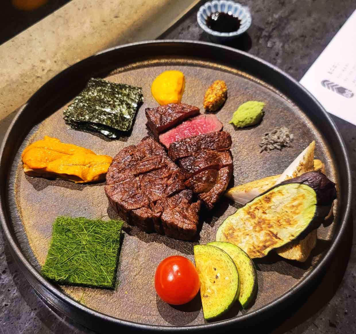 Makoto Yeouido charcoal grill with steak and skewers