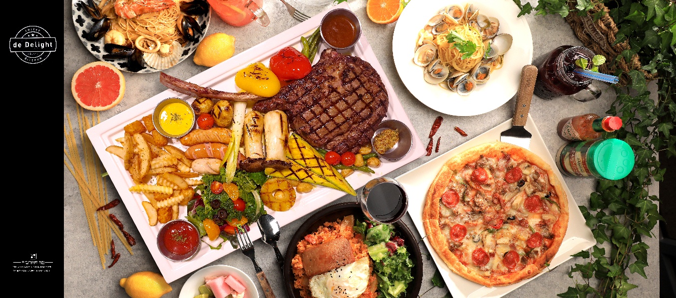 De Delight Kitchen pasta and steak plated for a celebration