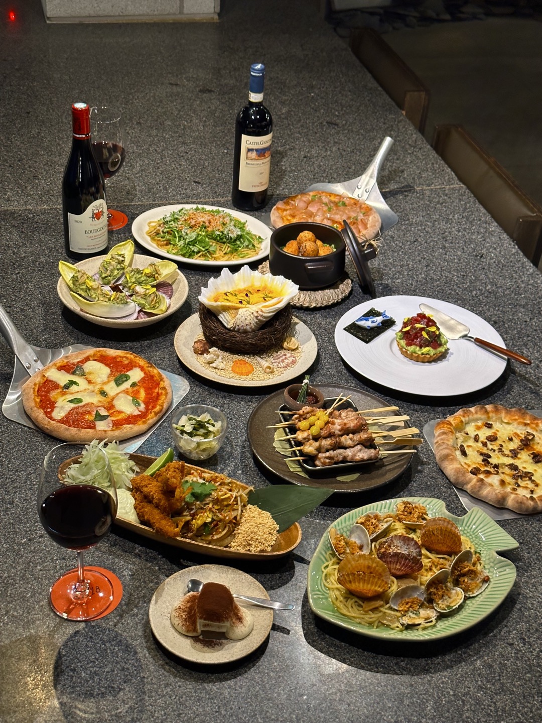 Bistro8818 seasonal plates and candlelit wine setting