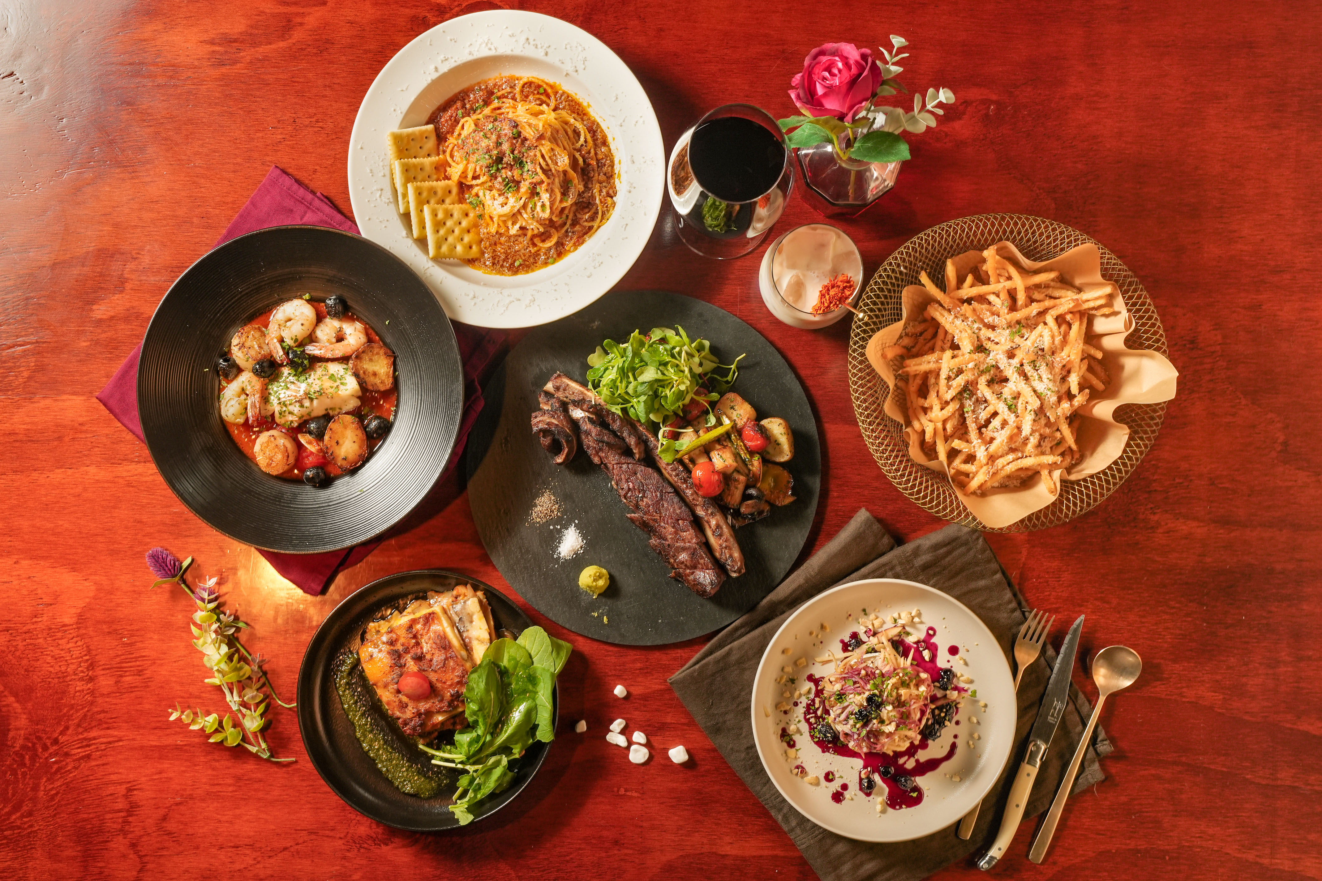 Warmly lit wine bistro with library vibe near Myeong-dong