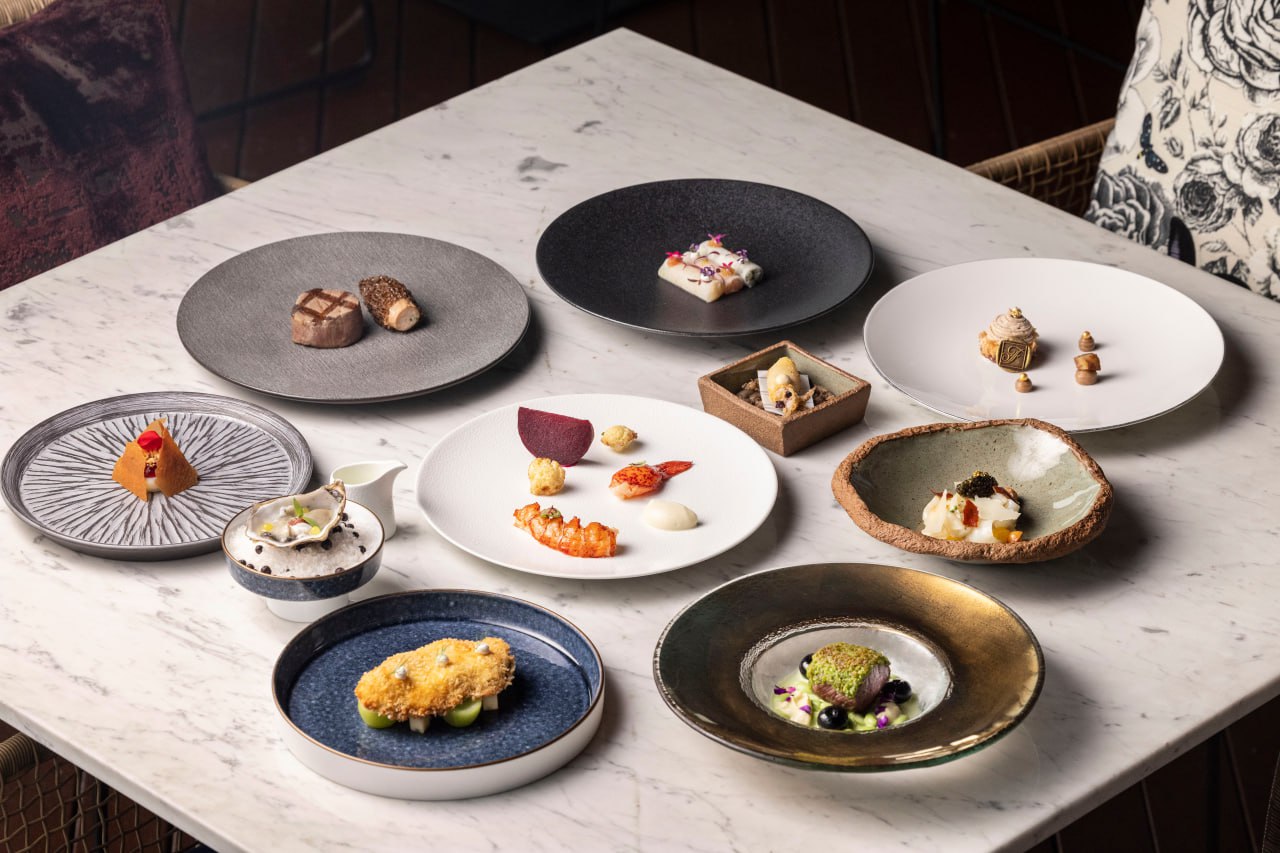 Mariposa Fairmont Ambassador Seoul terrace and plated course