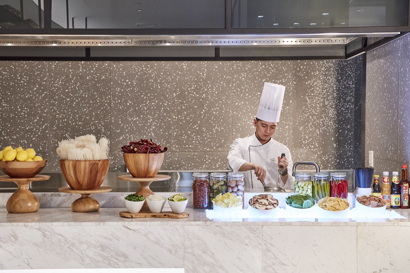 Four Points Gangnam Evolution buffet spread with desserts and carving station