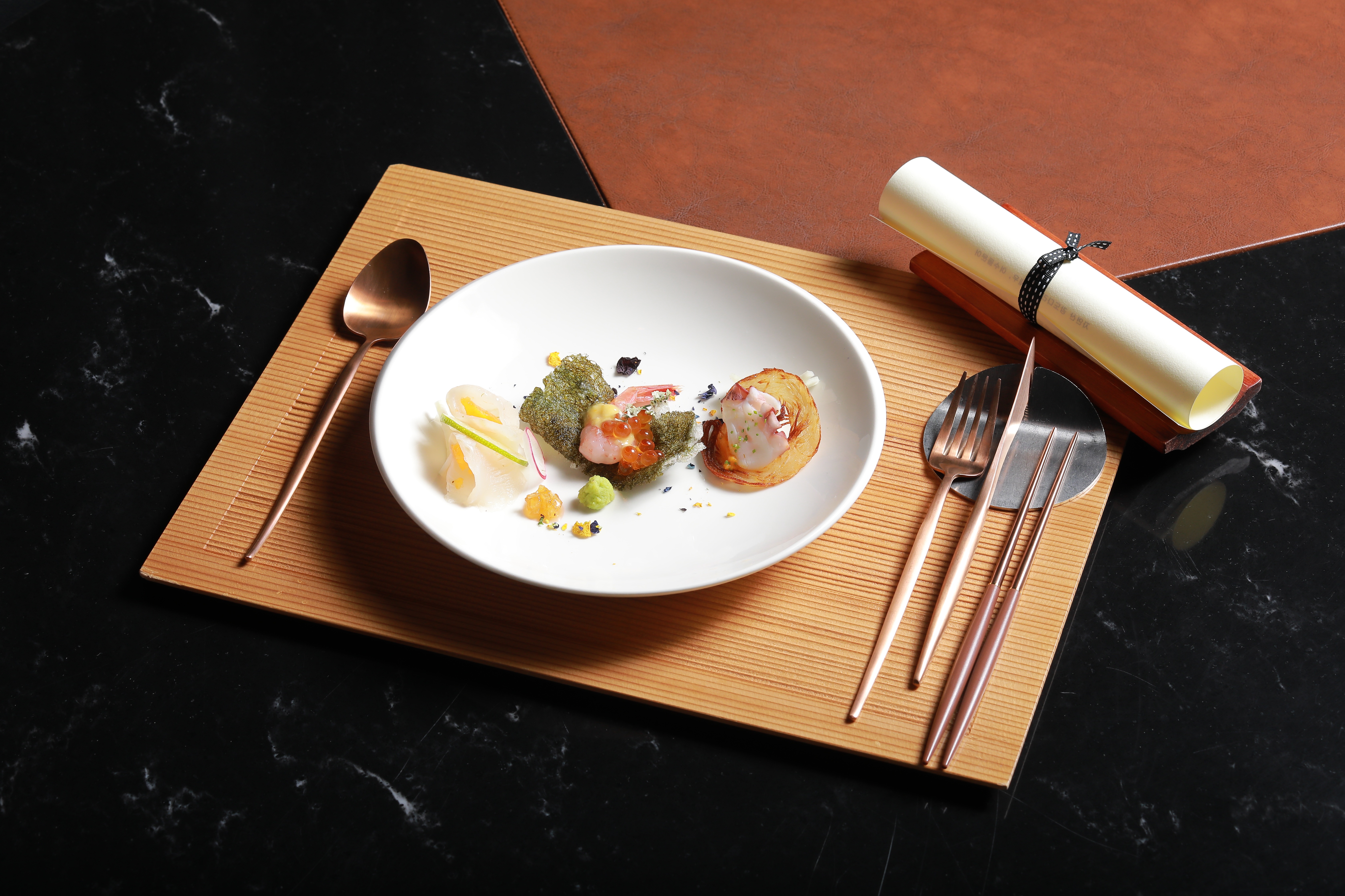 Dining Place course menu plating near COEX