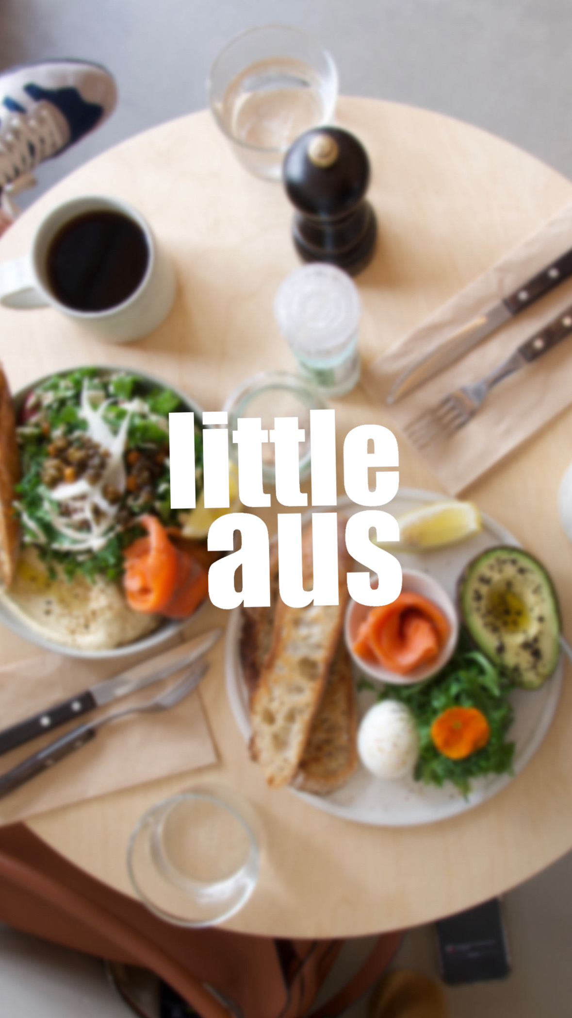 Little Aus Aussie brunch with avocado and mushrooms