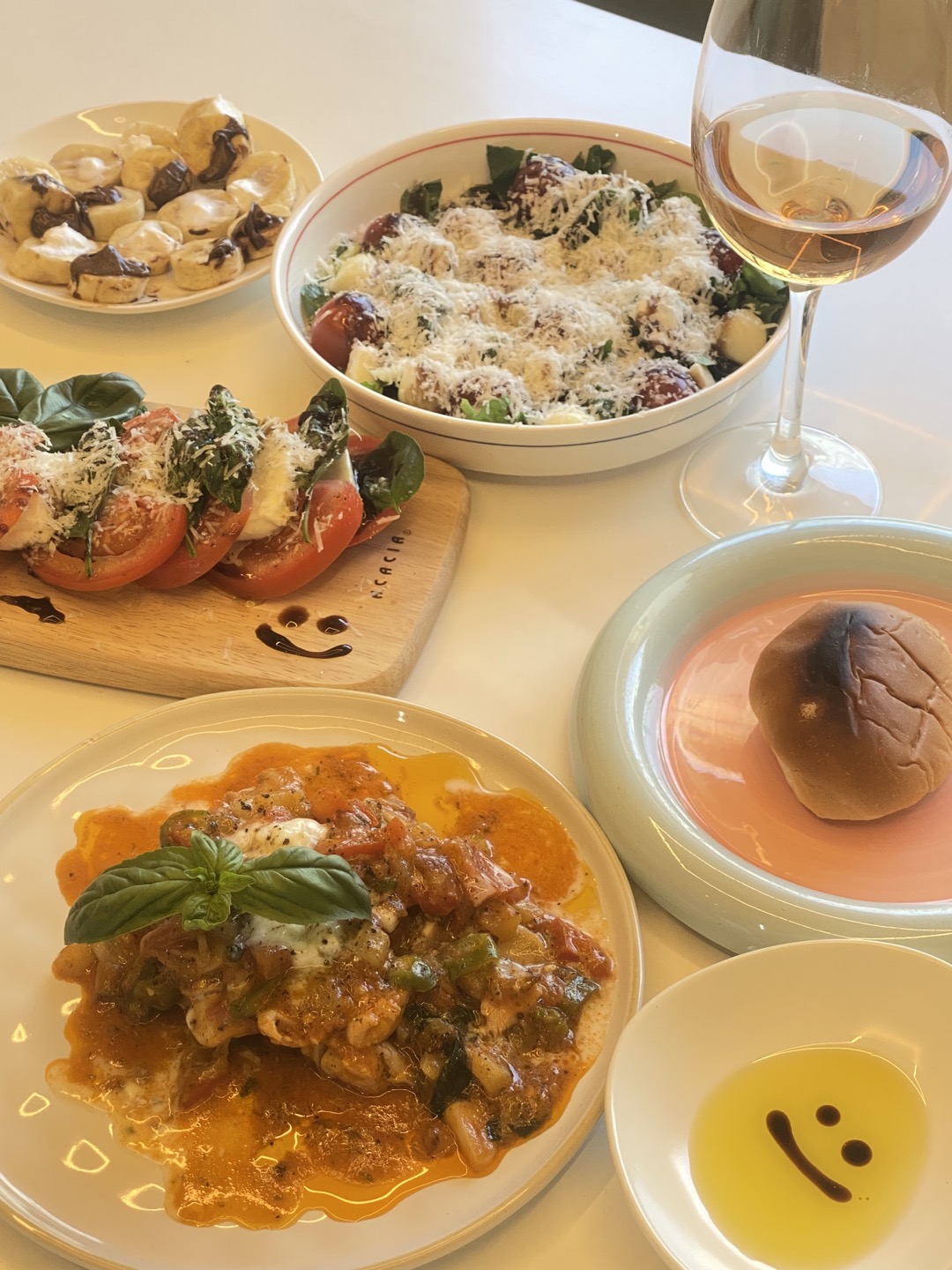 ONF Hyehwa themed Italian plates and wine