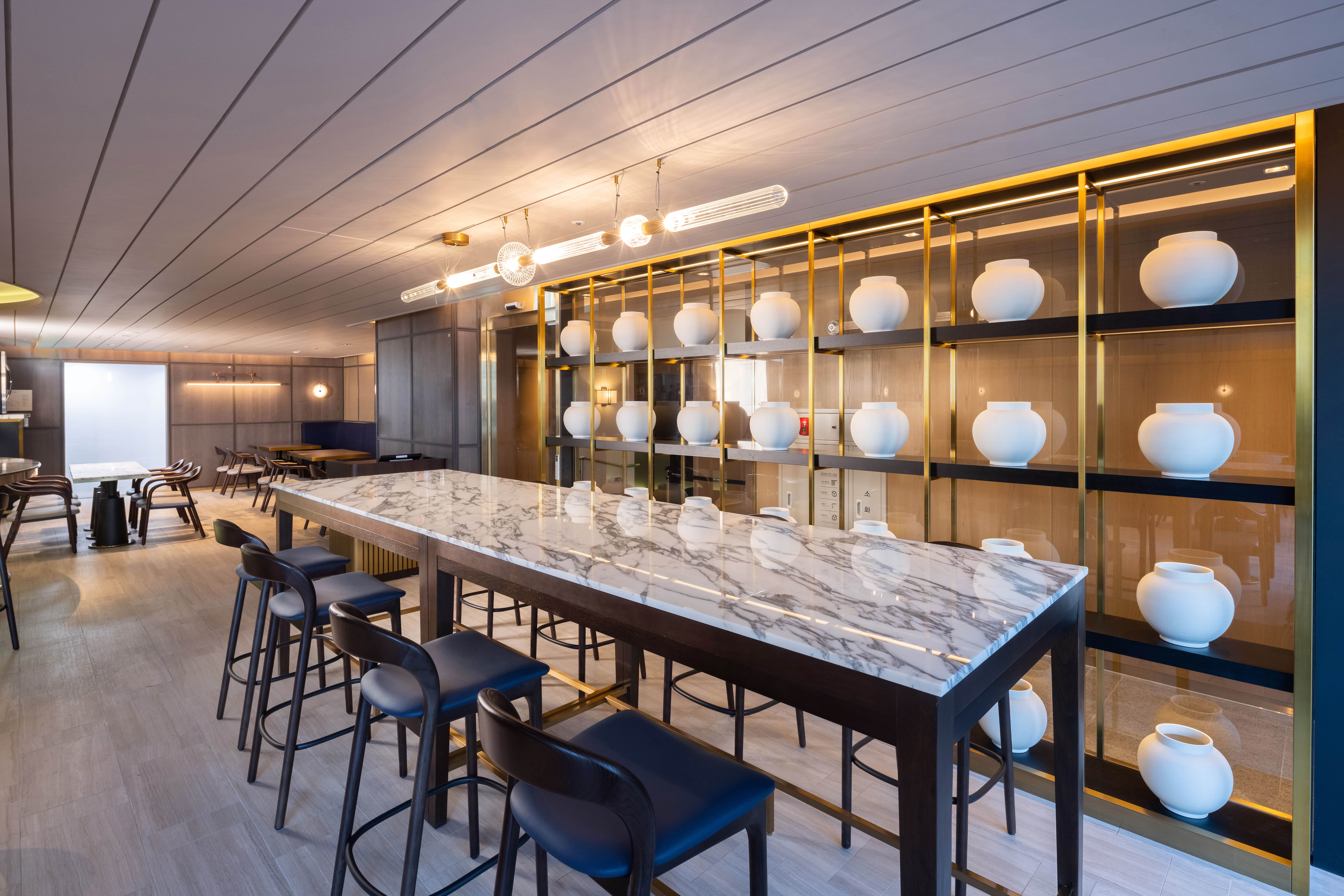 Poolside terrace table with fried chicken and city view