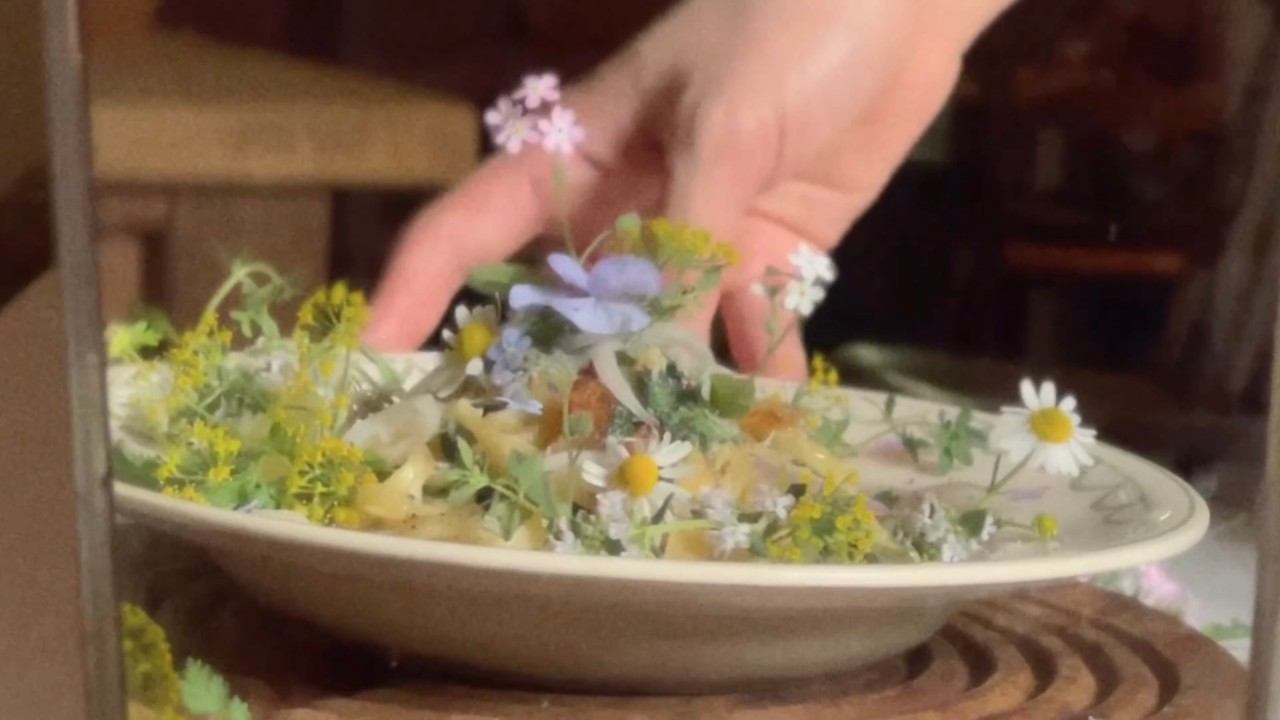 Quinoi gnocchi and pasta served in cozy basement dining room