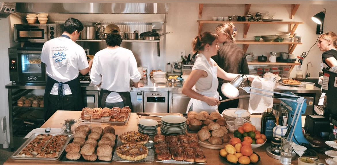 Nordic-inspired wine bar table with natural wine at Acid House