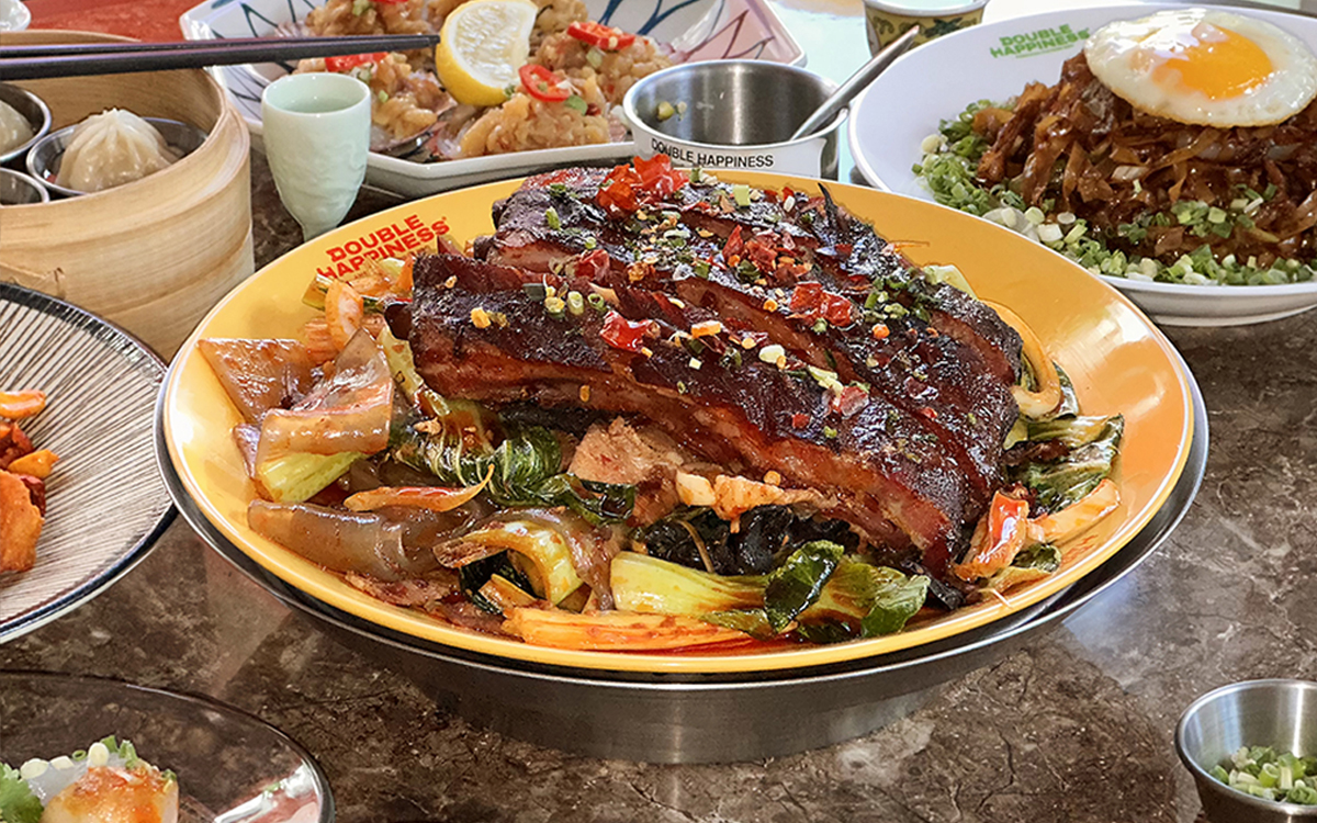 Double Happiness Seongsu lively dining room and platters