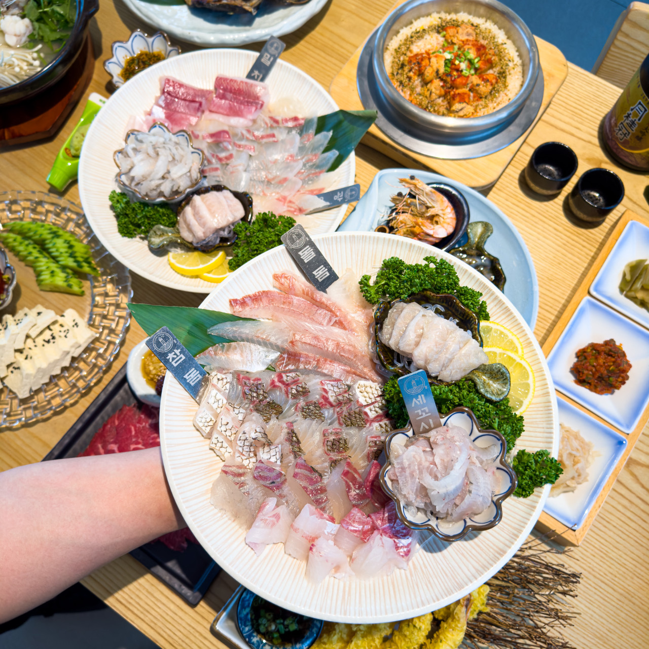 Sashimi course platters at Red Lighthouse Yeongdo