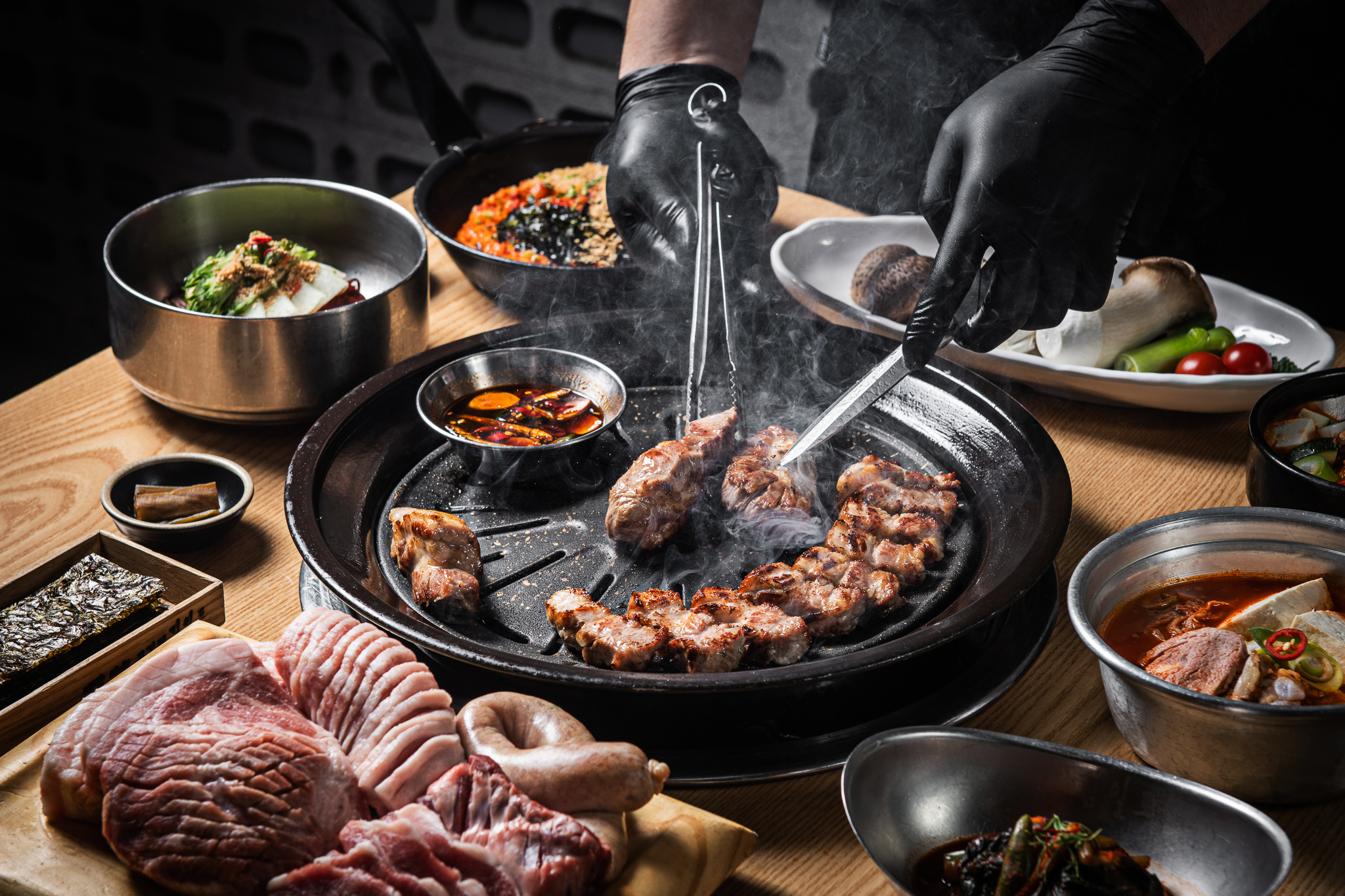 Kimildo Seongsu 28-day aged pork on the grill