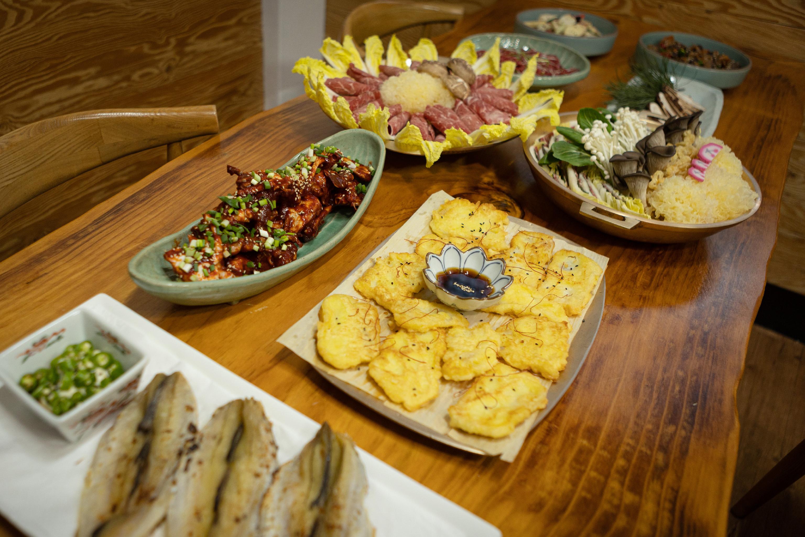 Meondong Korean omakase spread with seasonal banchan